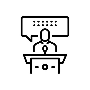 Konuşma için siyah çizgi simgesi 