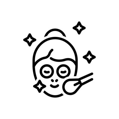 Black line icon for face makeup