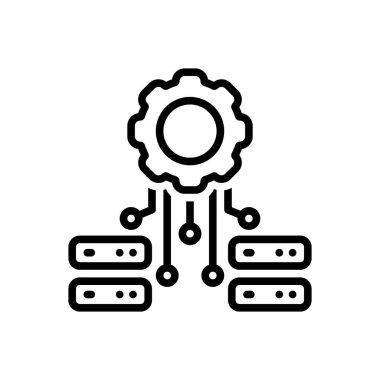 Black line icon for data management