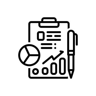 Rapor için siyah çizgi simgesi 