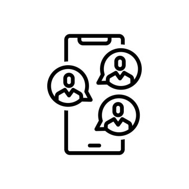 Sosyal grubun siyah çizgi simgesini