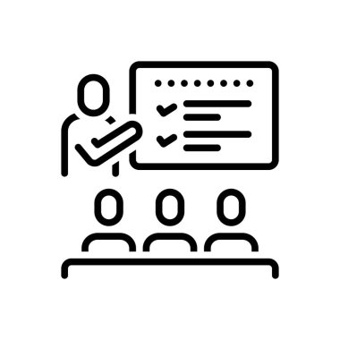 Black line icon for briefing 