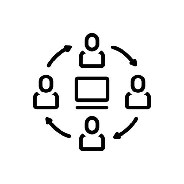 Black line icon for collaboration 