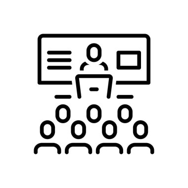 Black line icon for seminar 