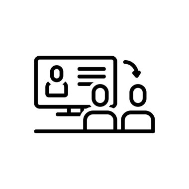 Black line icon for online workshop