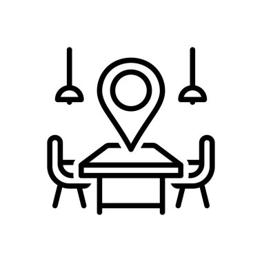 Black line icon for meeting point