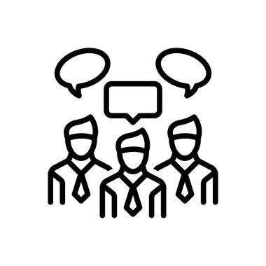 Black line icon for team chat