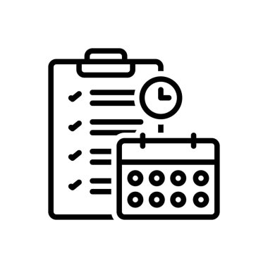 Black line icon for planning