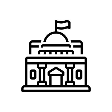 Black line icon for capital 