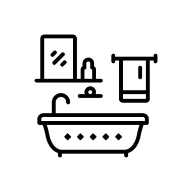 Black line icon for bathroom
