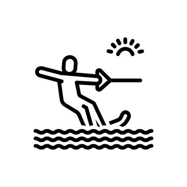 Black line icon for water sport