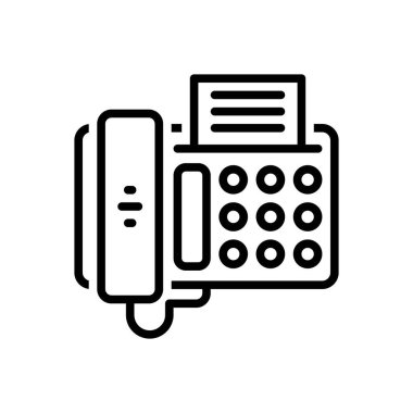 Black line icon for fax 