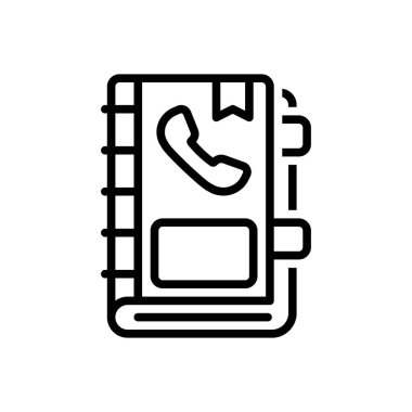 Black line icon for phone book