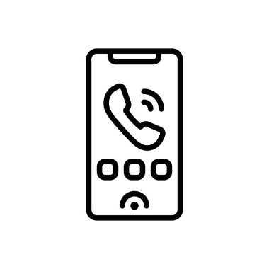 Black line icon for phone call