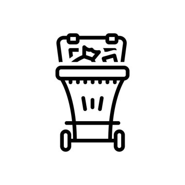Black line icon for trash bin
