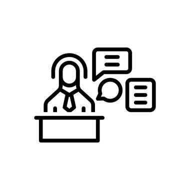 Black line icon for enquiry 