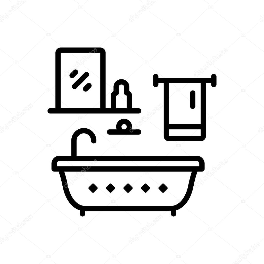 Black line icon for bathroom