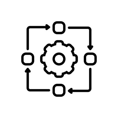 Black line icon for workflow 