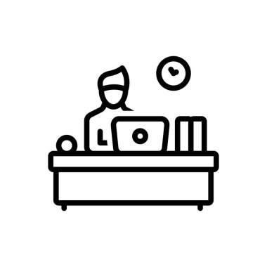 Black line icon for co worker