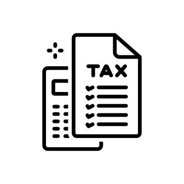 Vergi hesaplaması için siyah çizgi simgesi