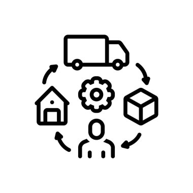 Lojistik yönetimi için siyah çizgi simgesi