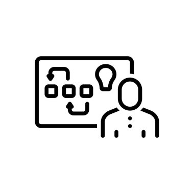 Black line icon for planning 