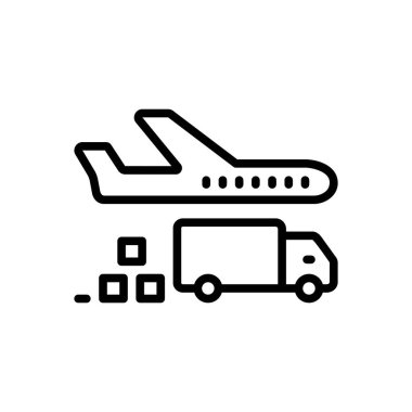 Kargo için siyah çizgi simgesi 