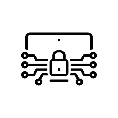 Black line icon for cyber security