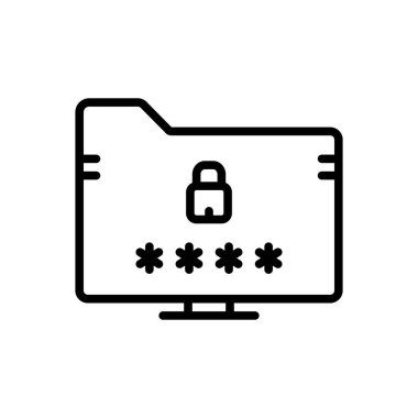 Veri koruması için siyah çizgi simgesi