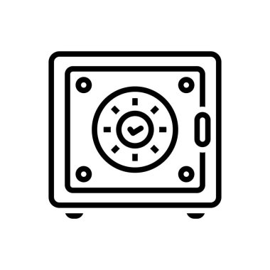 Black line icon for safe 