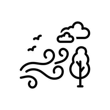 Temiz hava için siyah çizgi simgesi