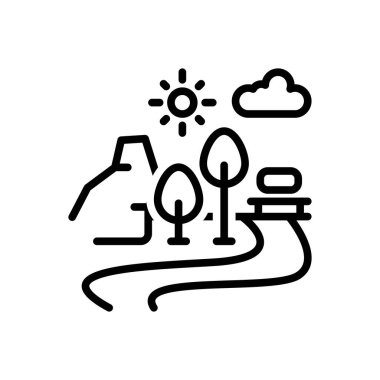 Ulusal park için siyah çizgi simgesi