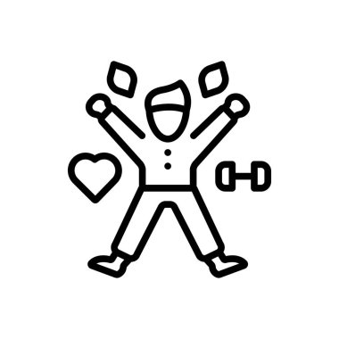 Sağlıklı yaşam için siyah çizgi simgesi 