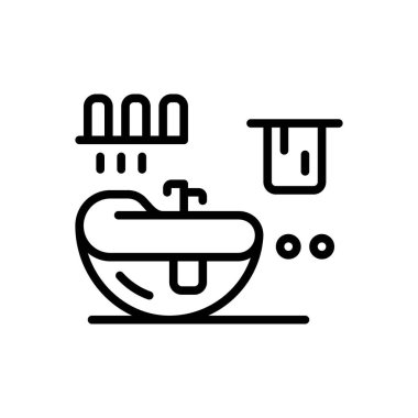 Black line icon for bathroom 