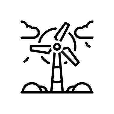 Rüzgar enerjisi için siyah çizgi simgesi 