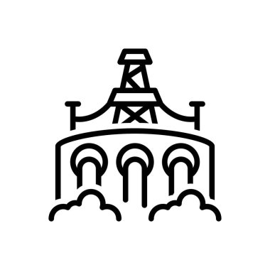 Hidroelektrik güç için siyah çizgi simgesi 