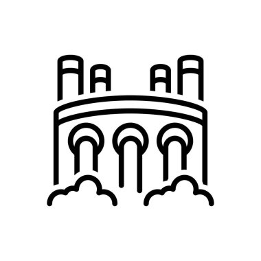 Hidroelektrik gücü için siyah çizgi simgesi