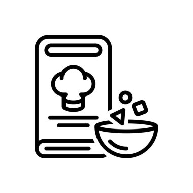 Tarifler için siyah çizgi simgesi 