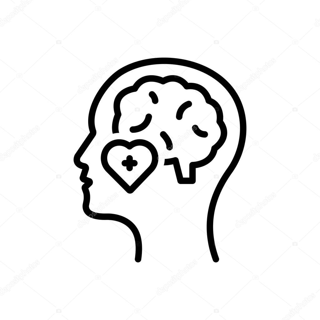 Black line icon for mental health