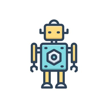Robot için renk illüstrasyon simgesi 