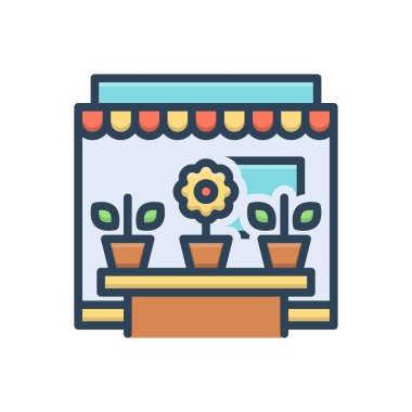 Çiçekçiler için renk illüstrasyon simgesi 
