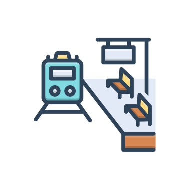 İstasyon için renk illüstrasyon simgesi 