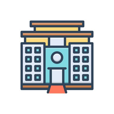 Otel için renk illüstrasyon simgesi 