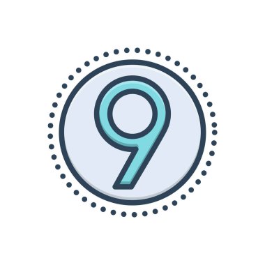 Dokuz için renk illüstrasyon simgesi 