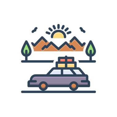 Seyahat için renk illüstrasyon simgesi 