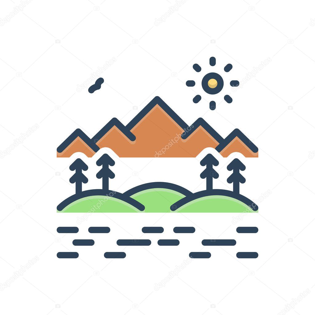 Color illustration icon for valley
