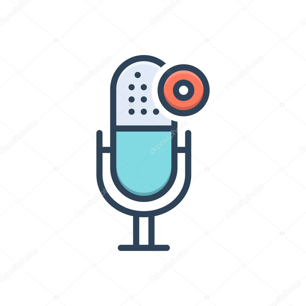 Color illustration icon for mic