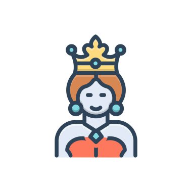 Kraliçeler için renk illüstrasyon simgesi 