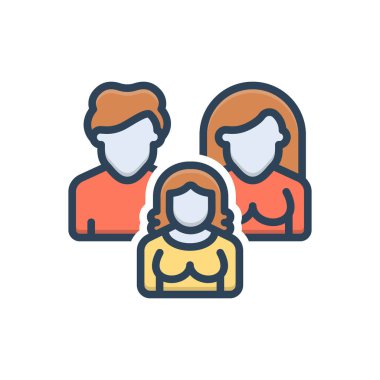 Kız çocuğu için renk illüstrasyon simgesi 