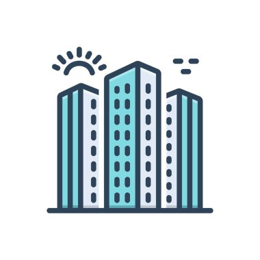 Binalar için renk illüstrasyon simgesi 